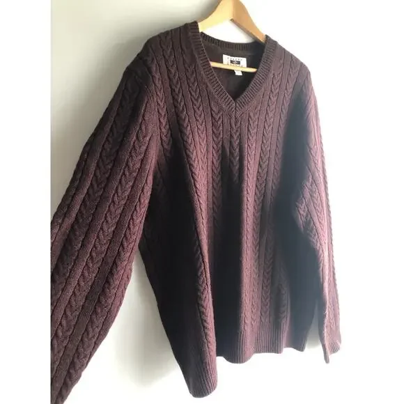 Joseph Abbound Mens Wool Burgundy Sweater V Neck XL